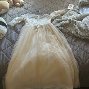 Flower girl dress nude and cream white